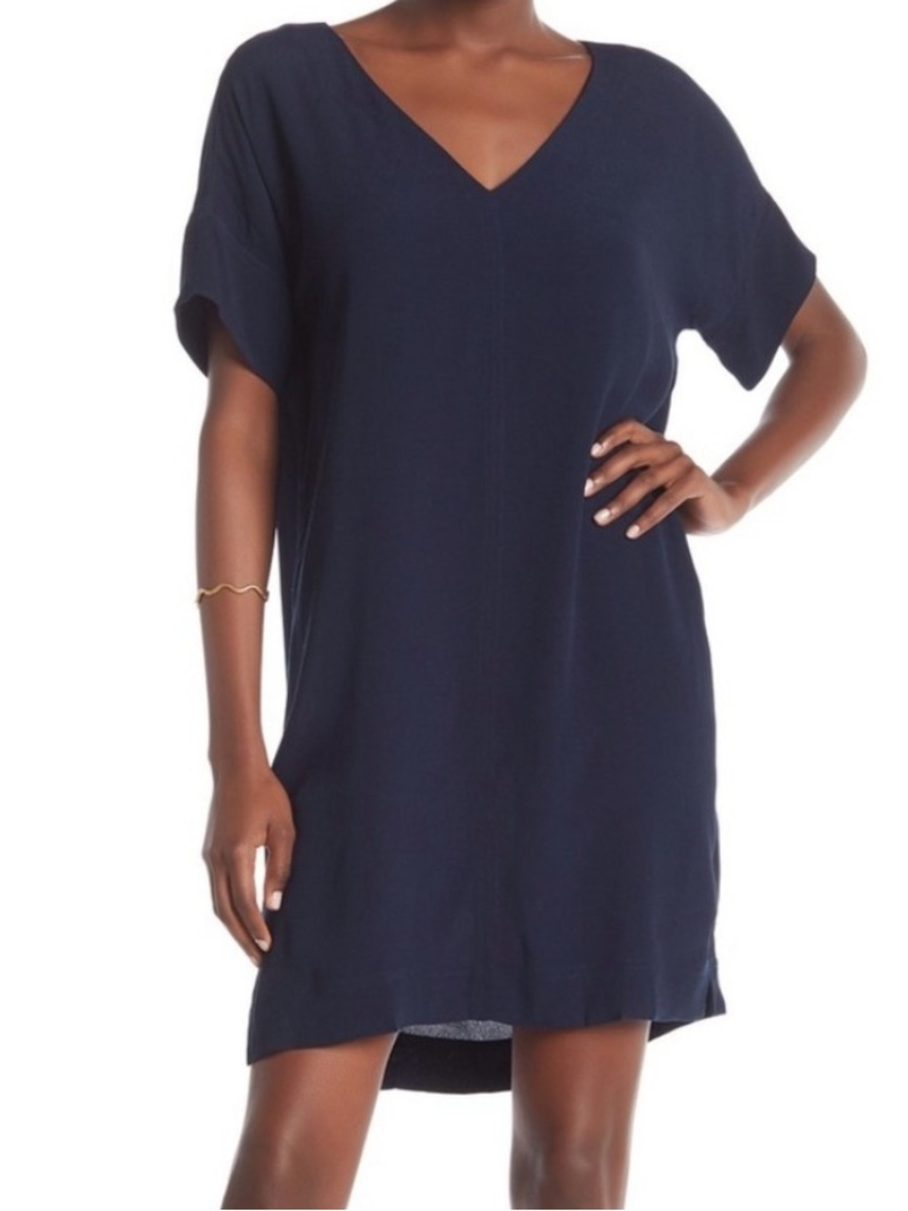 Madewell Deep Navy V-Neck Short Sleeve Shift Dress